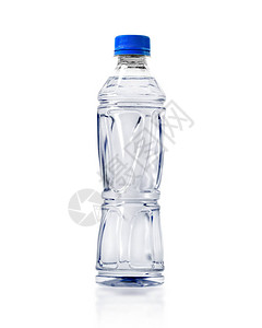 白色背景上隔开的透明水瓶塑料饮容器或矿泉水包件背景图片