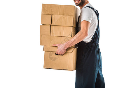 整体携带的纸板盒中产货员的部分视角图片