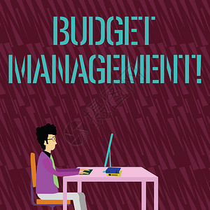 商业照片文本设计和实施一个示范商人的预算流程图片