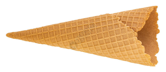 空白华夫饼冰淇淋蛋筒上白色孤立图片