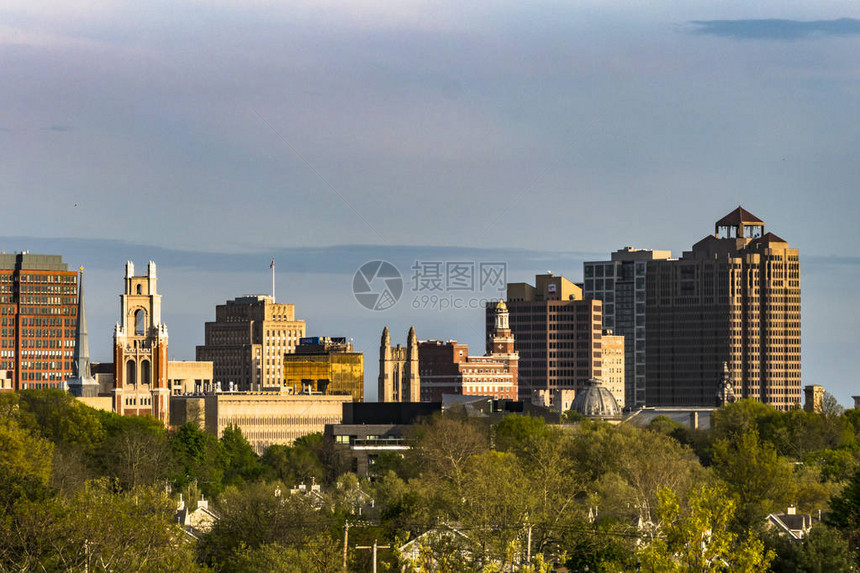 美国康涅狄格州纽黑文市城市天图片