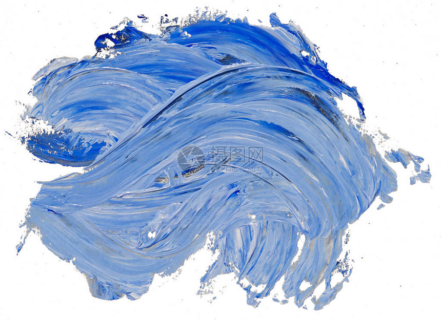 蓝色和白油质涂料染色笔刷手工油漆以图片
