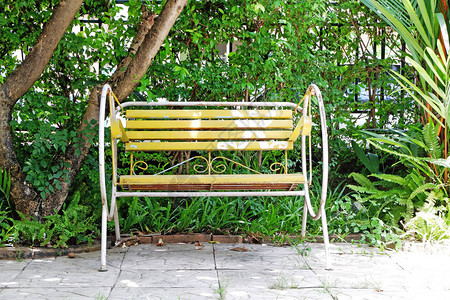 黄色摇椅绿色树叶照片文件图象PatiobeautifulG图片