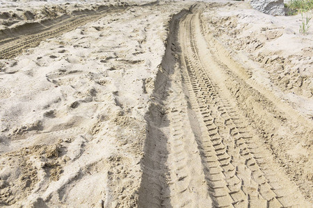 沙子上的轮胎足图片