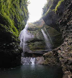 Madakaripura瀑布流落在印度尼西亚东爪哇公图片