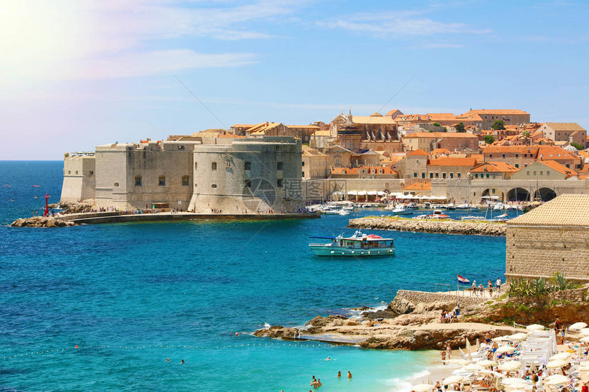 克罗地亚得里亚海Dubrovnik老城和B图片