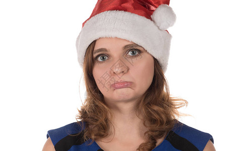 穿着红色圣诞礼帽的女孩图片