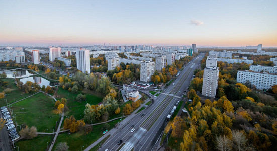 莫斯科公园全景秋季空中观光图片
