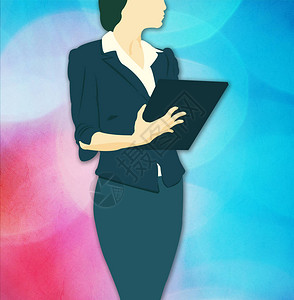 职业女经理业务解决方案轮廓剪影优雅的女主人介绍和图片