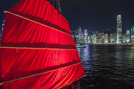 晚上在香港市维多利亚图片