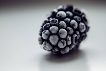 多汁的新鲜冷冻黑莓浆果图片