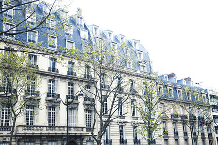 巴黎法国街道上的房子城市生活概念黑图片