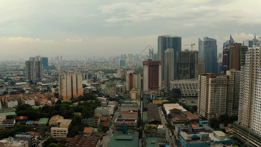 摩天大楼和商务中心在大城市马尼拉的顶视图亚洲现代大图片