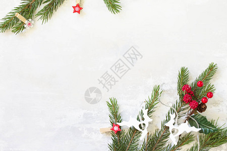 圣诞节概念平坦的背景圣诞背景以及Herringbone和装饰您可自由图片