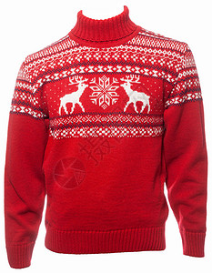 白色背景上隔离在一个假人身上的带有驼鹿或装饰品的传统设计传统设计的红编圣背景图片