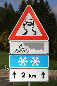 道路标志注意道路有雨图片