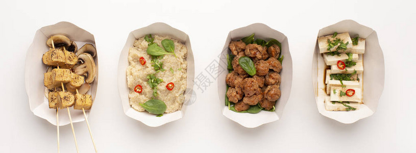 亚洲素食菜单面纸板全景面粉图片