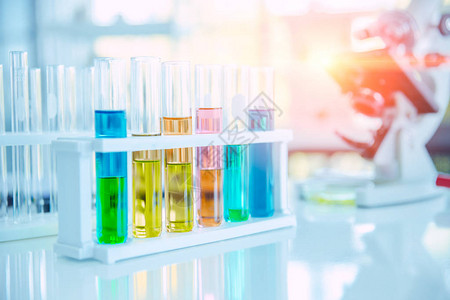 科学实验室化学溶液在医疗行业背景测试管背景图片