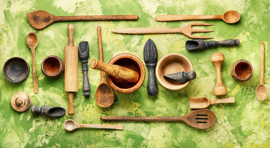 木制生木制厨房用具概念C图片
