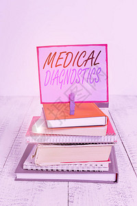 商业照片展示了诊断堆叠书籍中的某种症状或价值特征图片