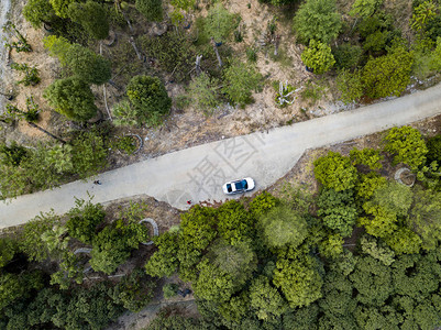 郊区乡村道路垂直航拍图片