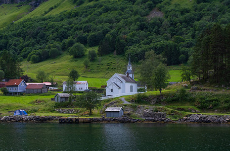 山脉村庄和挪威峡湾Neroyfjord松恩峡湾2019图片