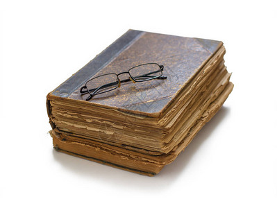 眼镜印在旧书上孤图片