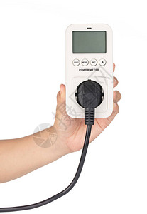手拿着电子测量仪器显示按钮和探头隔离图片