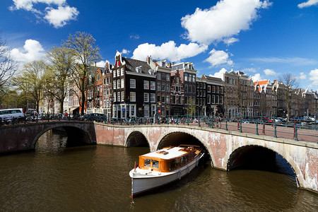 荷兰阿姆斯特丹著名的联合国教科文组织世界遗产运河的美图片