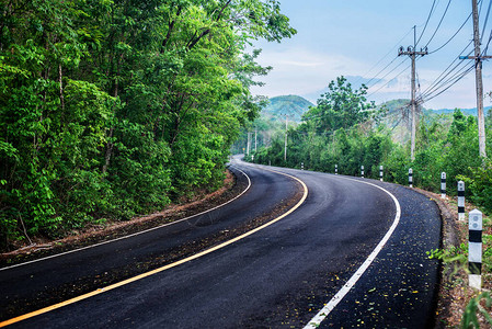 地方道路景观街道和绿化背景图片