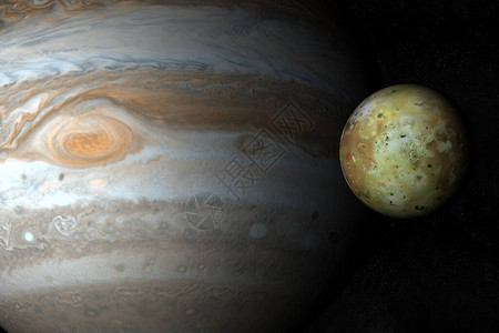 木星行和卫星木在外层空间轮流图片