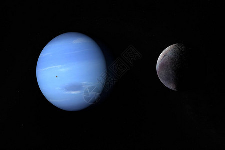 Triton和Proteus环绕海王星环图片