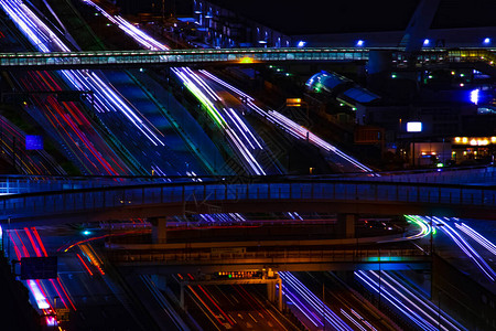城市小镇的夜间高速公路远射Koutou区有明东京日本120图片