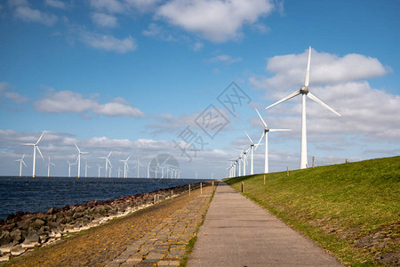 海洋Westermeerwind公园的海上风车农场图片