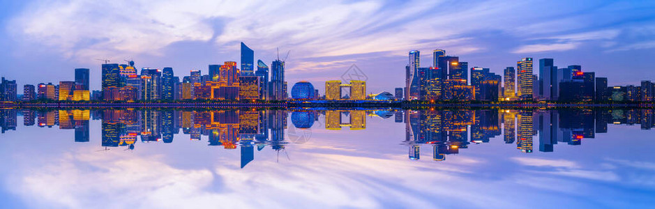 杭州市夜景天际线背景图片