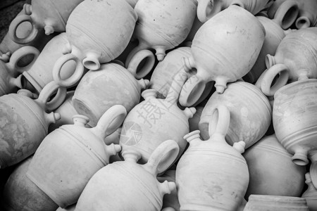 手工制造的泥罐一些老土锅的细节传统图片