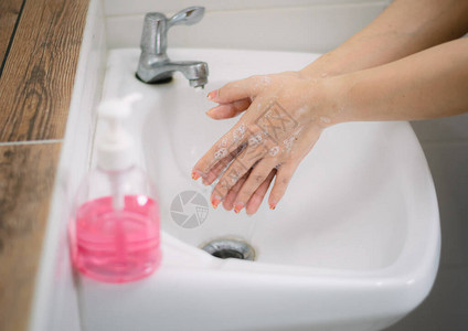 洗手保持清洁防止和细菌背景图片