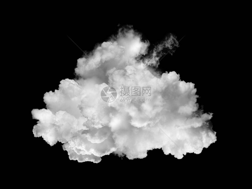 孤立在黑色背景上的白云烟雾图片