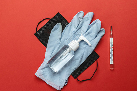医用呼吸器绷带面罩温度计消毒凝胶和实验室手套图片
