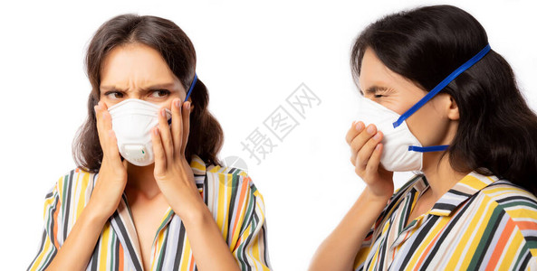 害怕生病和咳嗽的生病女人图片