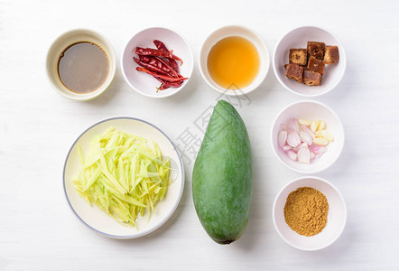 泰国食品成分辣椒绿色芒果沙拉TumMa图片