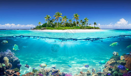 热带岛屿和珊瑚图片