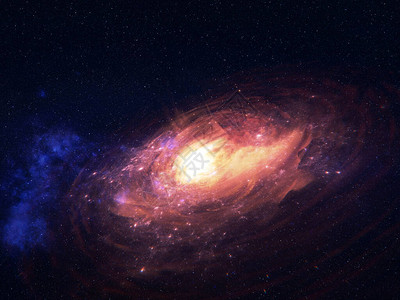 远方星系和恒星附近有亮色的Quasar图片