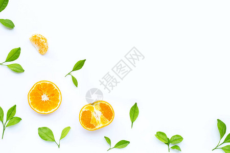 含白底叶子的新鲜柑橘柠檬水果多汁甜图片