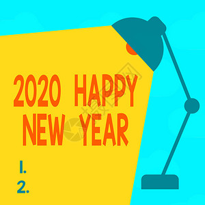 显示2020年新快乐的文字标志2020年初的商务照片文本庆祝桌吊灯罩可调节光束射线背景图片