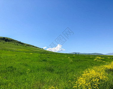 草甸和山草甸和蓝天图片