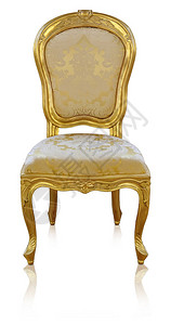 金色椅子在白色背景上被孤立带有剪切路背景图片