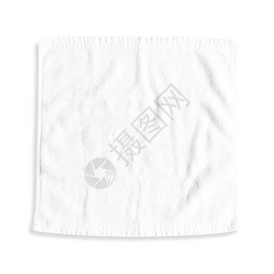 白色棉毛巾模型板方形尺寸织物擦拭器隔离在白色背景上图片