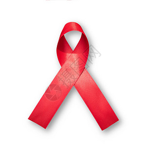 孤月山城世界艾滋病日和艾滋艾滋病和老龄化意识月概念的艾滋病红丝带剪切路径的白色背景上孤背景