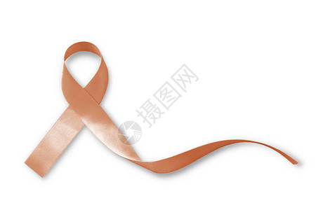 子宫和妇科癌症意识桃色丝带隔离在白色背图片